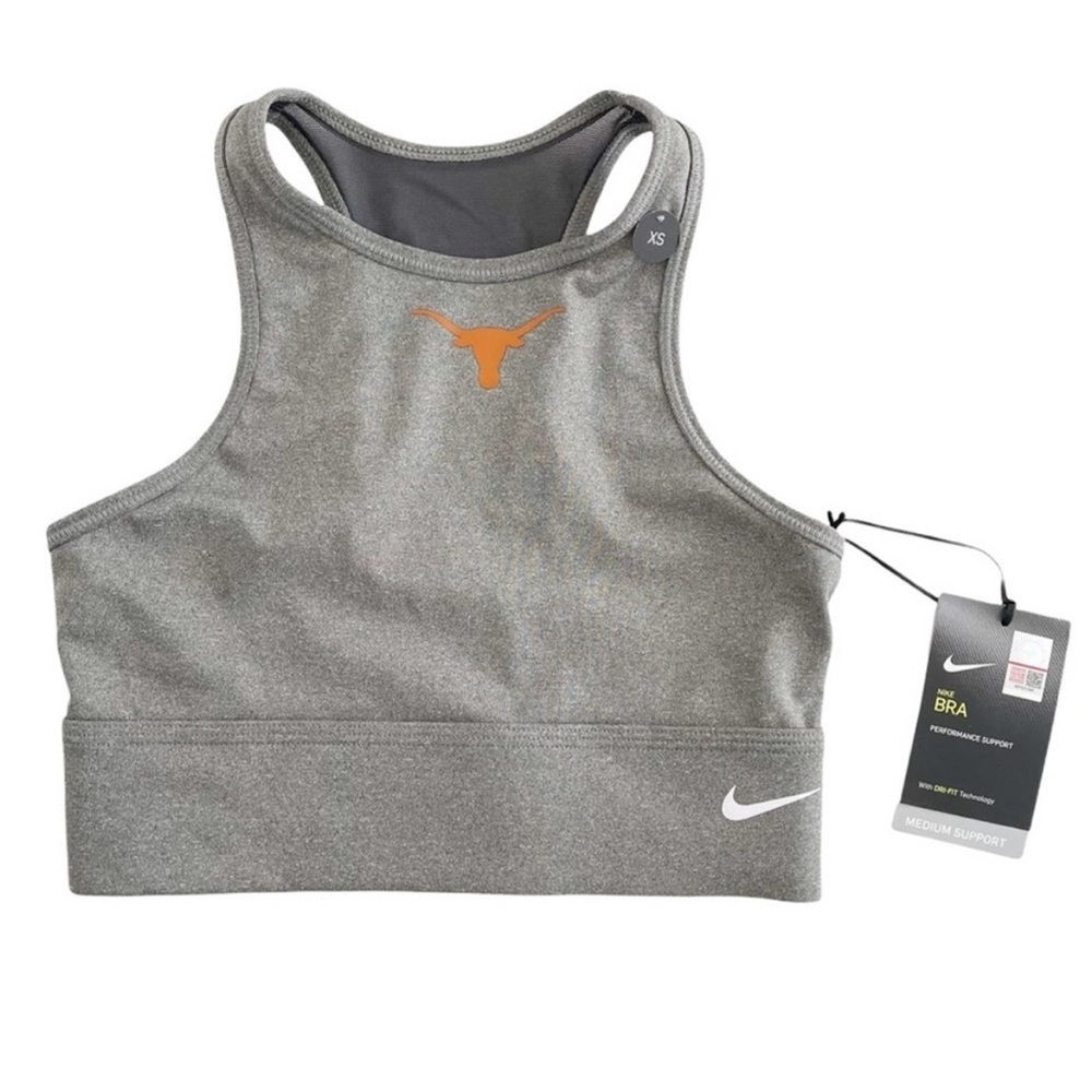 Nike Texas Longhorns Everything Performance Sports Bra XS Heather Grey Mesh
